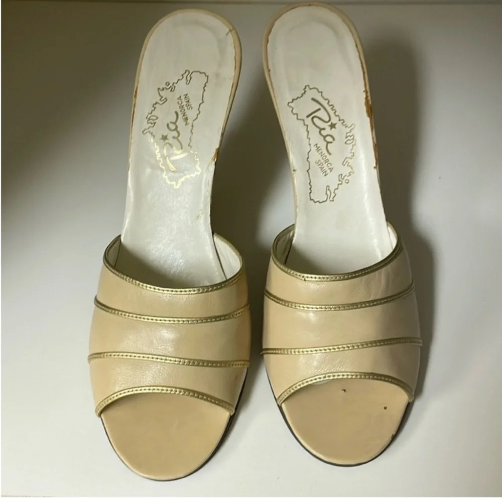 Ria Menorca Women’s Cream With Gold Wedge Heel